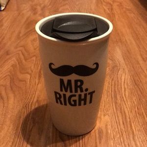 NWOT Our Name is Mud Mr. Right Travel Mug